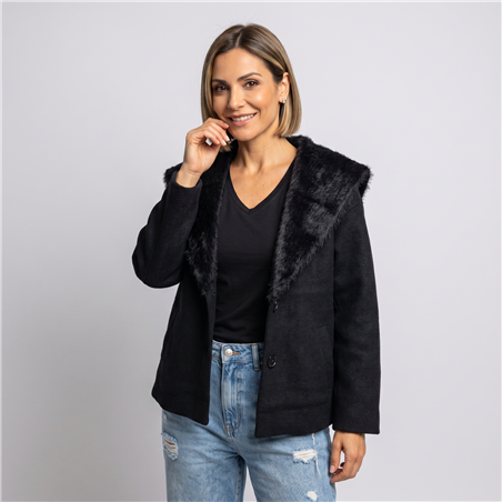 Mujer saco bremer cuello piel botones - OG