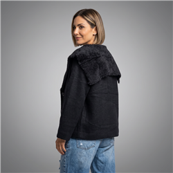 Mujer saco bremer cuello piel botones - OG