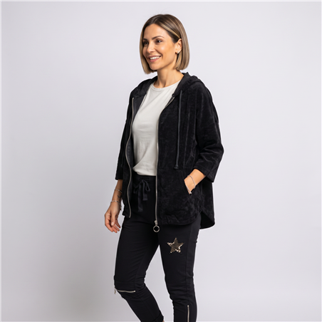 Mujer campera pana aplique estrella lentejuelas linea italiana - IB