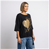 Mujer remera modal amplia ajustable corazon tachas italiana - IB