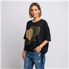 Mujer remera modal amplia ajustable corazon tachas italiana - IB