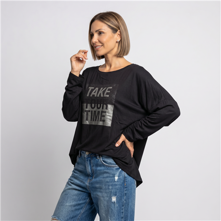 Mujer remera modal amplia brillo TAKE linea italiana - IB