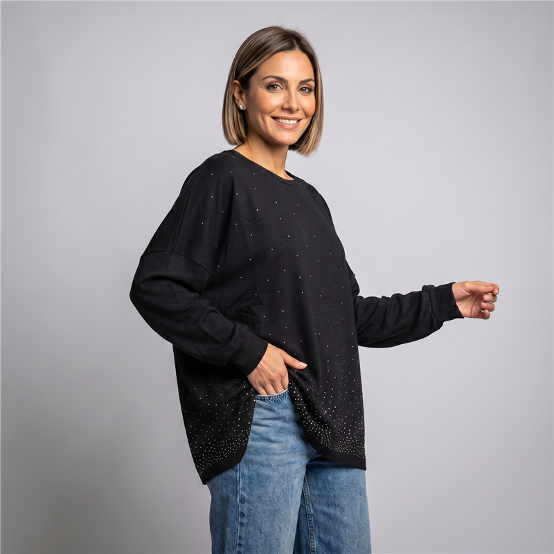 Mujer sweater bremer amplio estrass linea italiana - IB