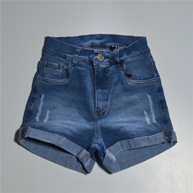 Mujer short jean elastizado con ruedo detalle rasgado