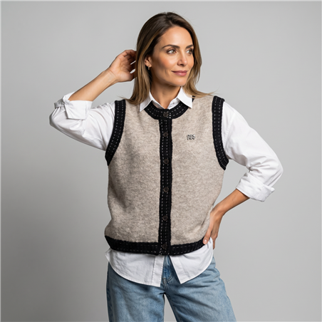 Mujer chaleco tejido combinado frente botones miumiu - OG