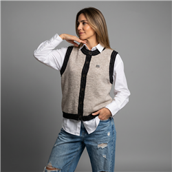Mujer chaleco tejido combinado frente botones miumiu - OG
