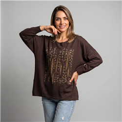 Mujer sweater bremer amplio print brillo linea italiana - IB