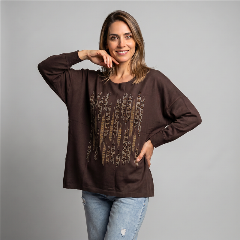 Mujer sweater bremer amplio print brillo linea italiana - IB