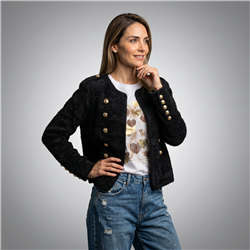 Mujer saco paño mangas frente botones - OG