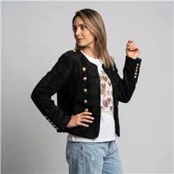 Mujer saco paño mangas frente botones - OG