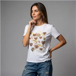 Mujer remera algodon estampa corazones combinados linea italiana - IB