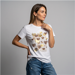 Mujer remera algodon estampa corazones combinados linea italiana - IB