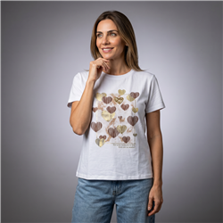 Mujer remera algodon estampa corazones combinados linea italiana - IB