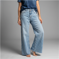 Mujer pantalon jean wide leg bolsillo localizado - BEL
