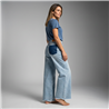 Mujer pantalon jean wide leg bolsillo localizado - BEL