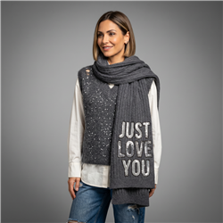 Ruana tejida bordada lentejuelas LOVE linea italiana - IB