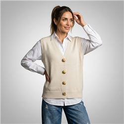 Mujer chaleco bremer botones flores dorados - FRA