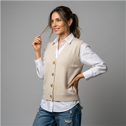 Mujer chaleco bremer botones flores dorados - FRA