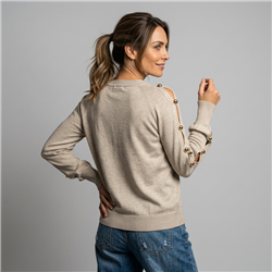 Mujer sweater bremer amplio mangas botones dorados - FRA