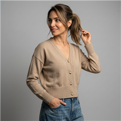 Mujer cardigan bremer corto botones corazones dorados - FRA