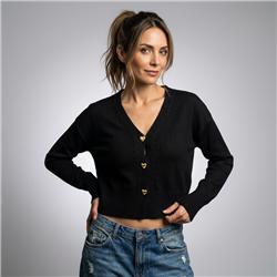 Mujer cardigan bremer corto botones corazones dorados - FRA