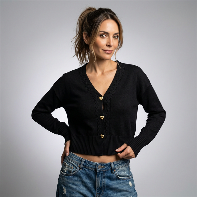 Mujer cardigan bremer corto botones corazones dorados - FRA