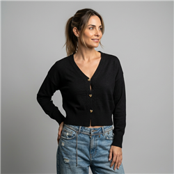 Mujer cardigan bremer corto botones corazones dorados - FRA