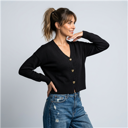 Mujer cardigan bremer corto botones corazones dorados - FRA