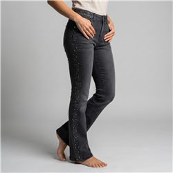 Mujer pantalon jean oxford elastizado laterales cintura brillos - EM