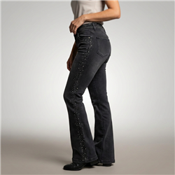 Mujer pantalon jean oxford elastizado laterales cintura brillos - EM