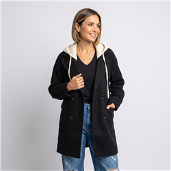 Mujer saco paño capucha combinada - CA