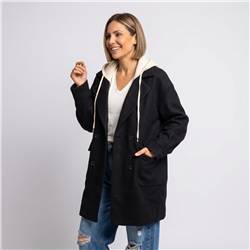 Mujer saco paño capucha combinada - CA