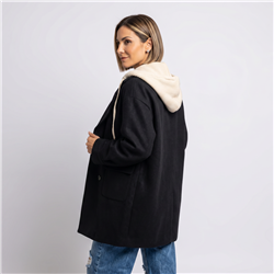 Mujer saco paño capucha combinada - CA