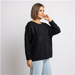 Mujer sweater bremer amplio aplique flores encaje linea italiana - IB