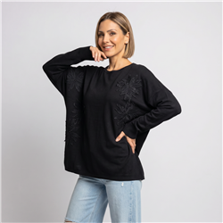 Mujer sweater bremer amplio aplique flores encaje linea italiana - IB