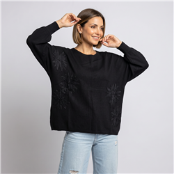 Mujer sweater bremer amplio aplique flores encaje linea italiana - IB