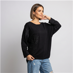 Mujer sweater bremer amplio aplique flores encaje linea italiana - IB