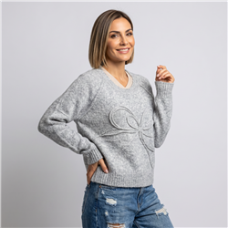 Mujer sweater tejido lana moño regular - EL