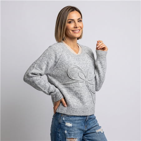 Mujer sweater tejido lana moño regular - EL