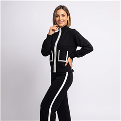 Mujer conjunto tejido lycra pantalon campera bolsillo frente vista - CA