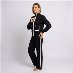Mujer conjunto tejido lycra pantalon campera bolsillo frente vista - CA