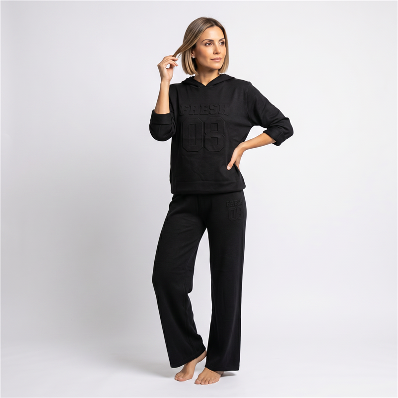 Mujer conjunto tejido hilo buzo capucha frente relieve FRESH - CA