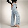 Mujer pantalon jean wideleg bordado estrellas tachas laterales - LU