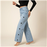 Mujer pantalon jean wideleg bordado estrellas tachas laterales - LU