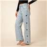 Mujer pantalon jean wideleg bordado estrellas tachas laterales - LU