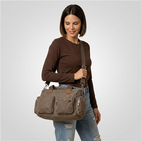 Bolso lona frente bolsillos laterales cierres - GO