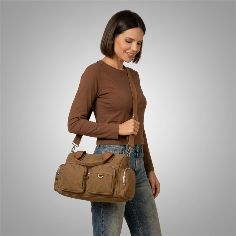 Bolso lona frente bolsillos laterales cierres - GO