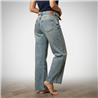 Mujer pantalon jean wide leg tiro corto pequeñas roturas - BEL