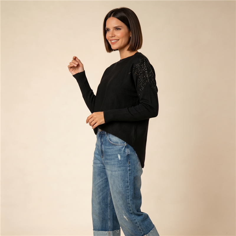 Mujer sweater bremer amplio mangas brillos - OG