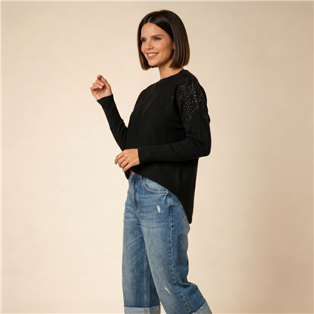Mujer sweater bremer amplio mangas brillos - OG